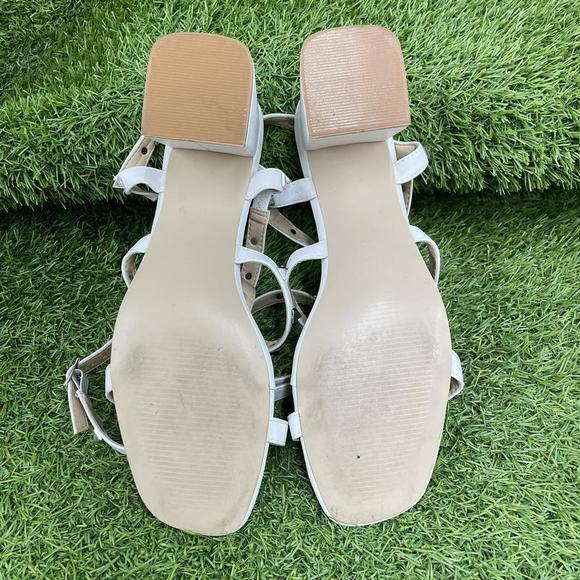 Public Desire Ivory Leather Strappy Stud High Heel Pointed Toe Courts Size UK 8 - Picture 4 of 4